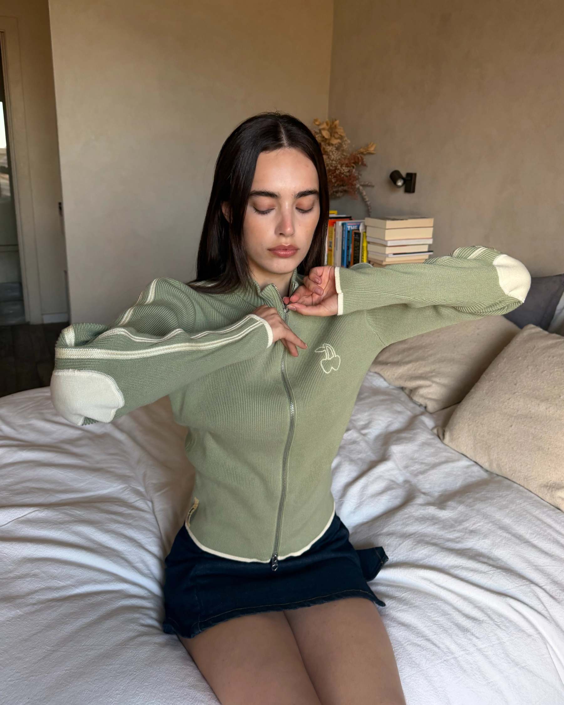 Cherries Full-Zip Knit Green