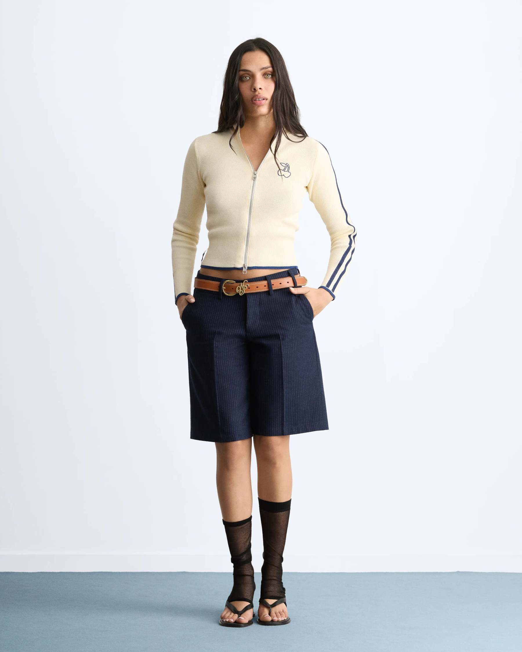 Cherries Full-Zip Knit Ecru