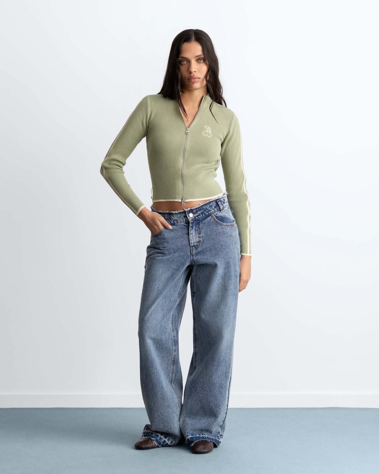 Cherries Full-Zip Knit Green