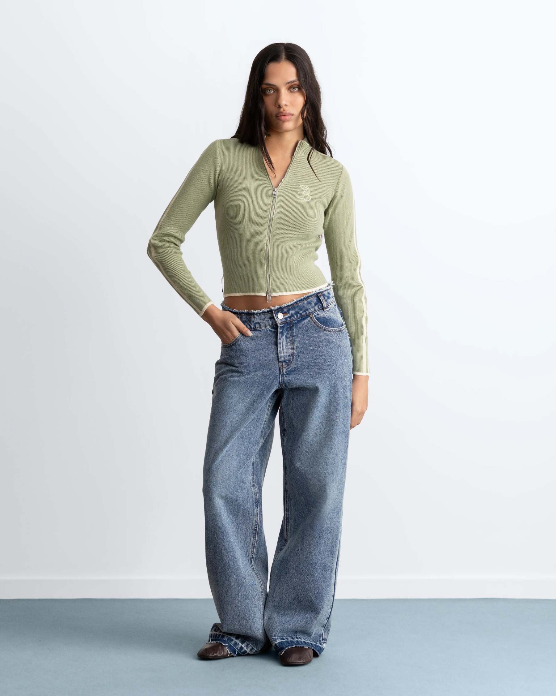 Cherries Full-Zip Knit Green