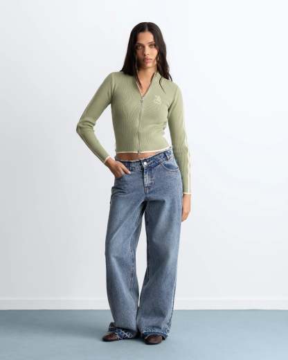 Cherries Full-Zip Knit Green