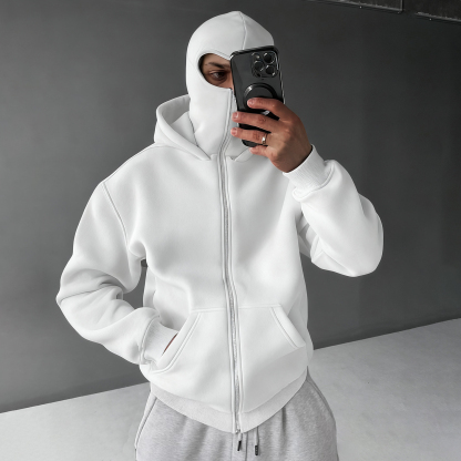 Casual Zipper Mask Hoodie