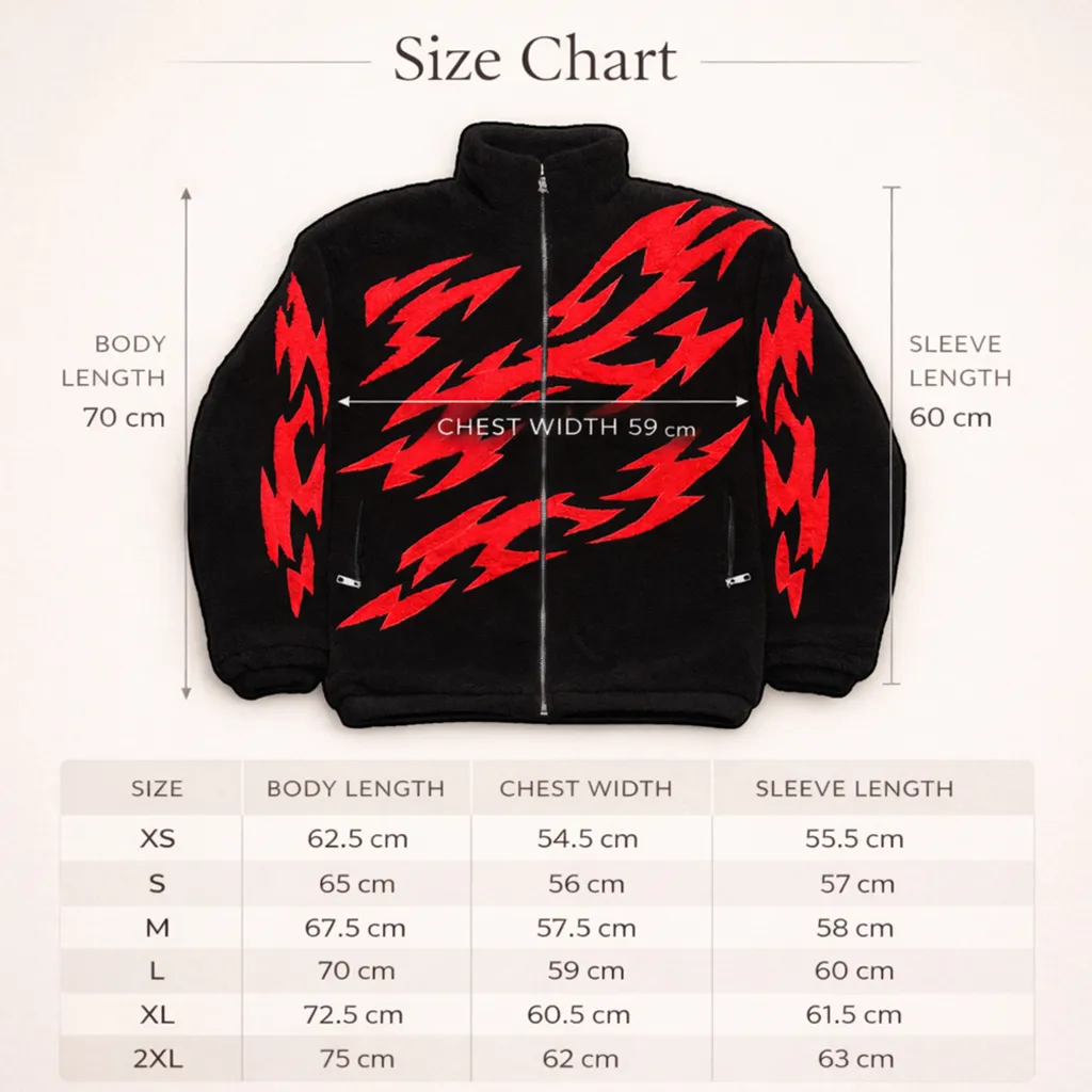 Size chart in centimeters