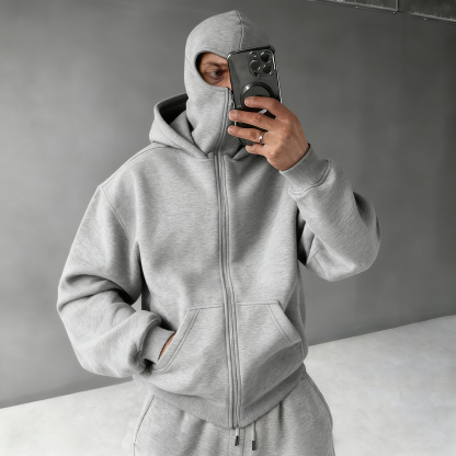 Casual Zipper Mask Hoodie