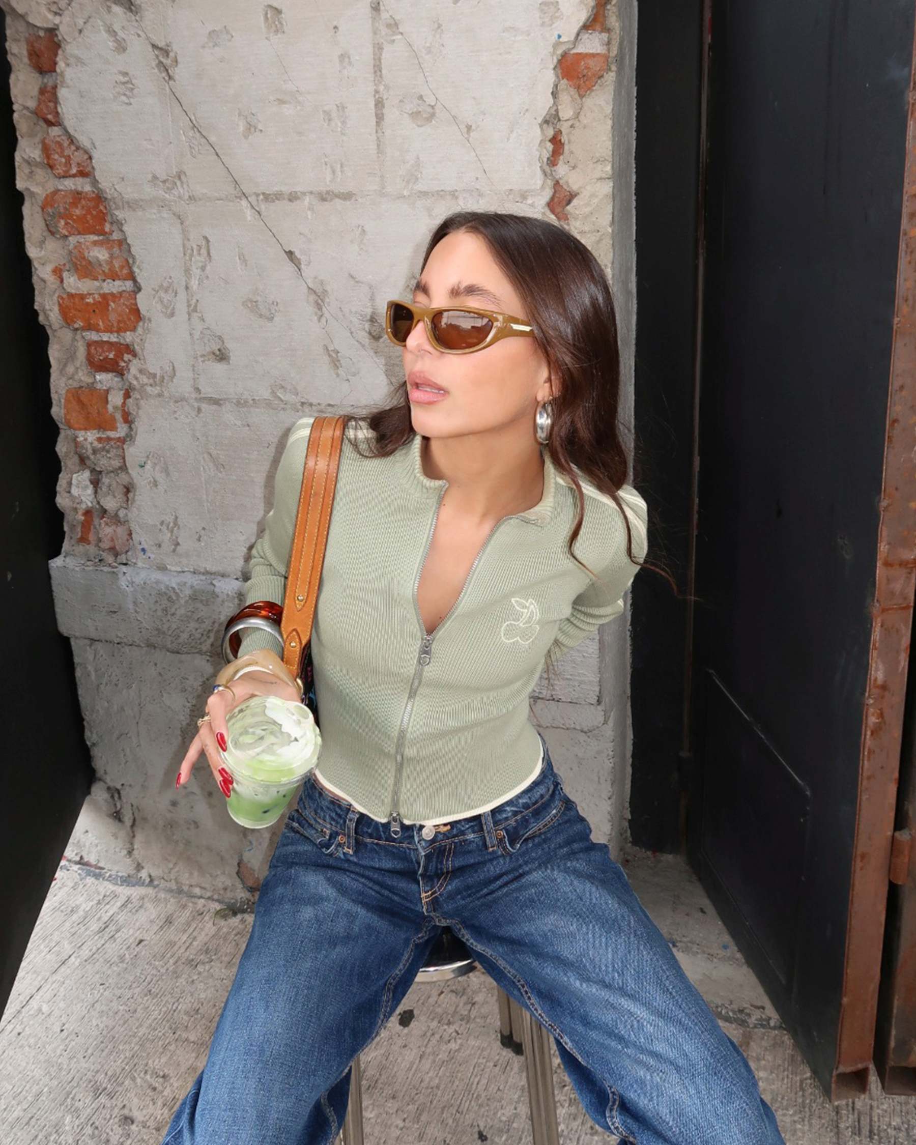 Cherries Full-Zip Knit Green