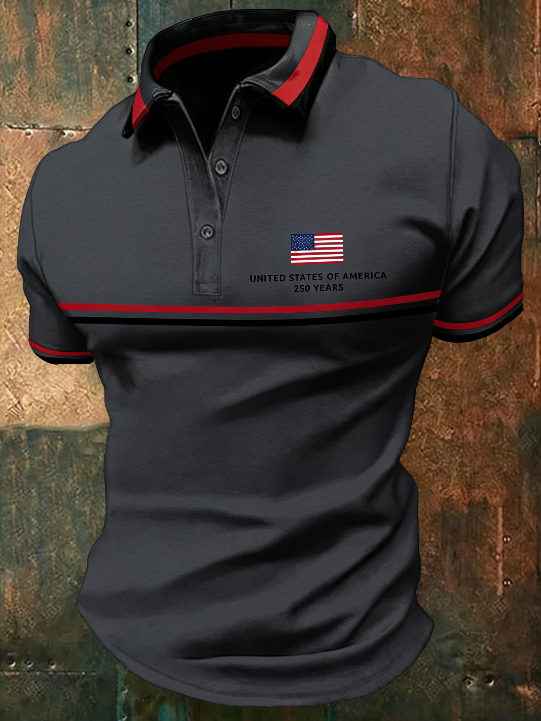 Men's Retro National Flag Print Casual Polo Shirt