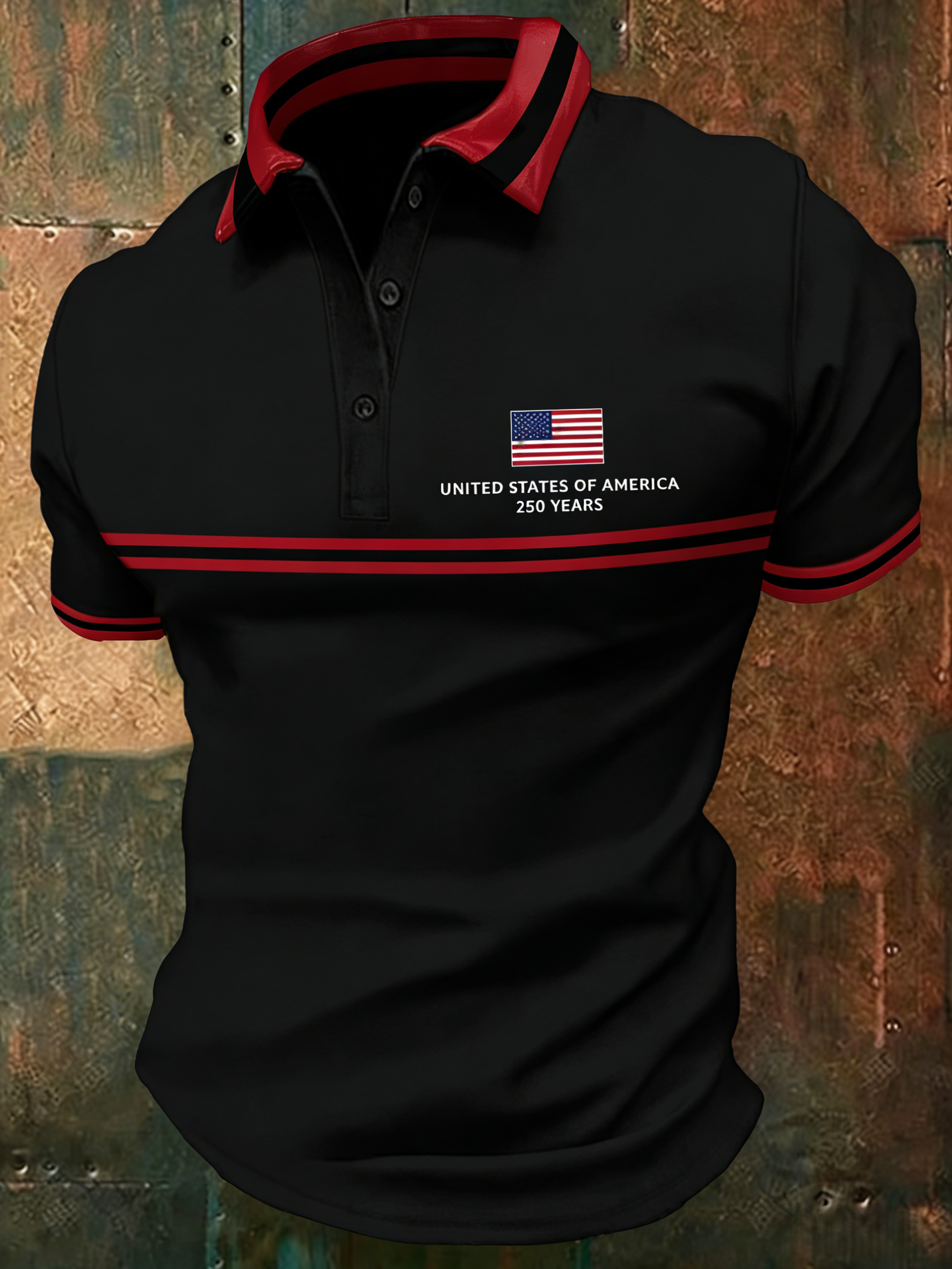 Men's Retro National Flag Print Casual Polo Shirt