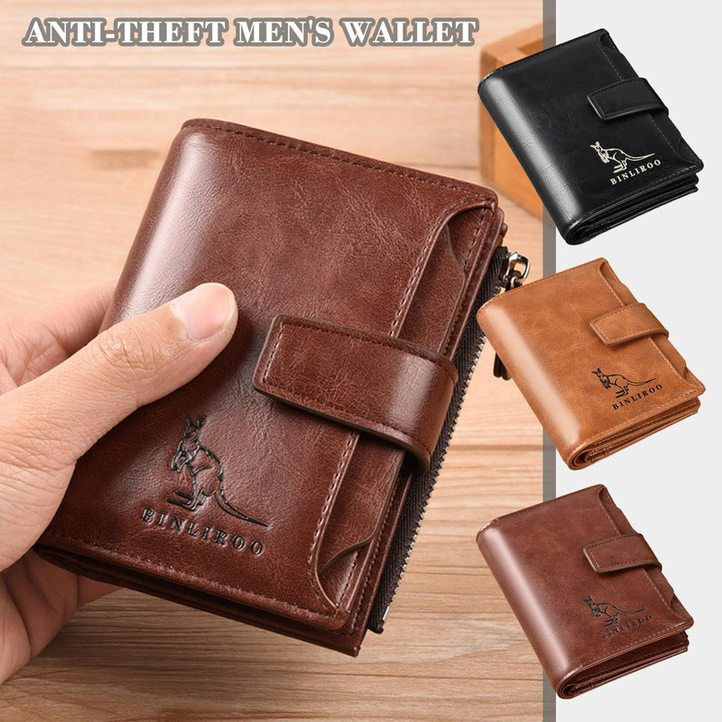 ❤Anti-theft Men's Wallet For Credit Card Holder Leather Zipped Portable Large