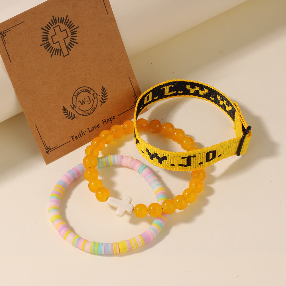 Christianartworkshop Faith Prompt Bracelet with Cross Bead & WWJD Card: Gift-Ready Keepsake