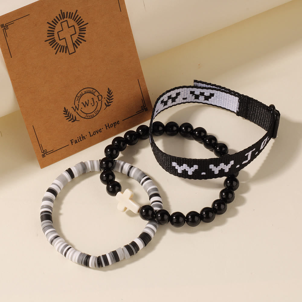 Christianartworkshop Faith Prompt Bracelet with Cross Bead & WWJD Card: Gift-Ready Keepsake