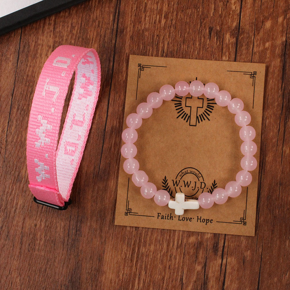 Christianartworkshop Faith Prompt Bracelet with Cross Bead & WWJD Card: Gift-Ready Keepsake