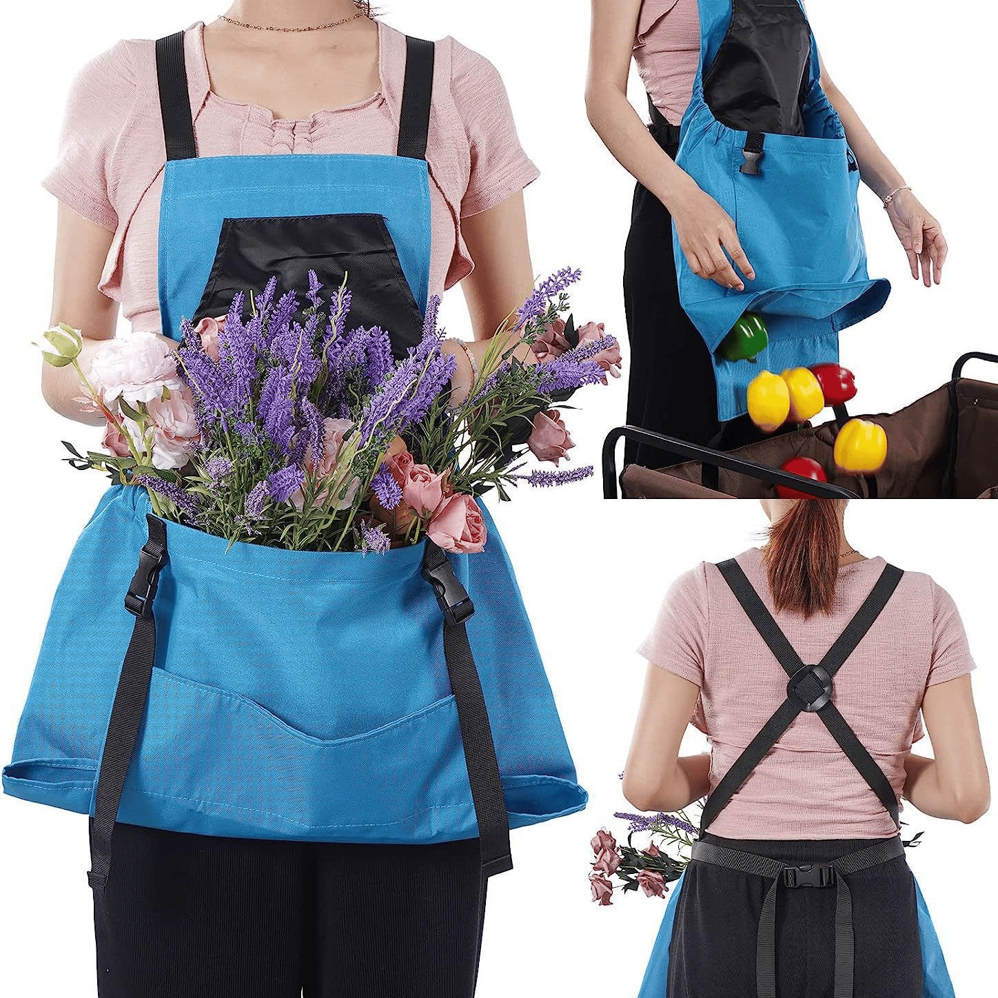 Cross Back Gardening Apron With Deep Kangaroo Release Pockets