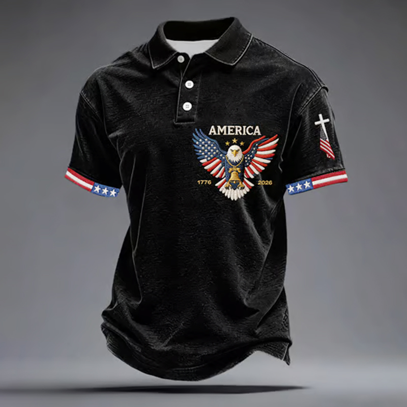 ⚡Men's American 250th Anniversary Casual Short-Sleeve Polo Shirt