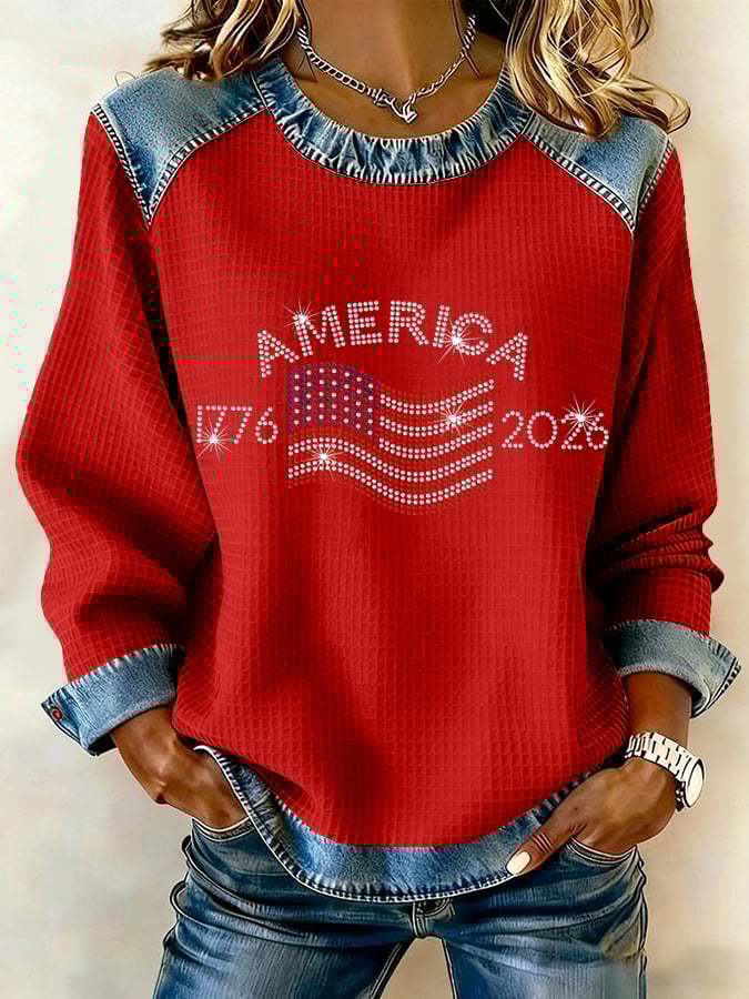 Women's 250th Anniversary Patchwork Casual Sweatshirt