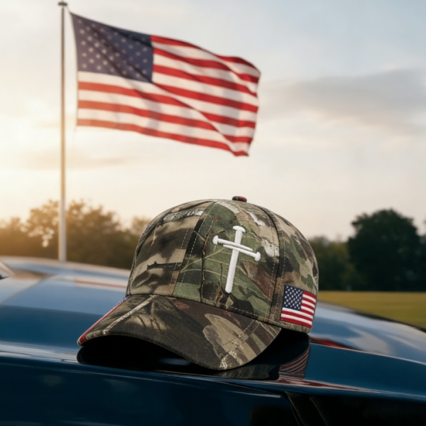 Jesus 3-Nail Cross & Crown of Thorns Christian Embroidered Adjustable Hat ✝️