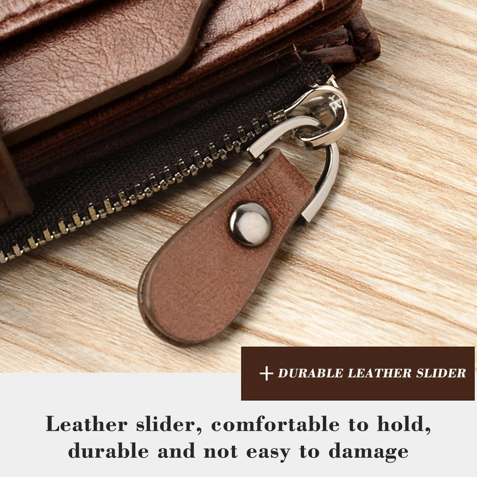 Anti-theft Men's Wallet For Credit Card Holder Leather Zipped  Portable Large