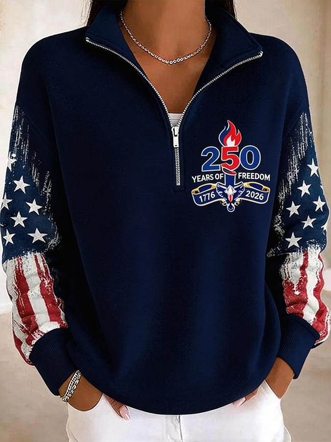 Women's Casual America Flag Print Sweatshirt