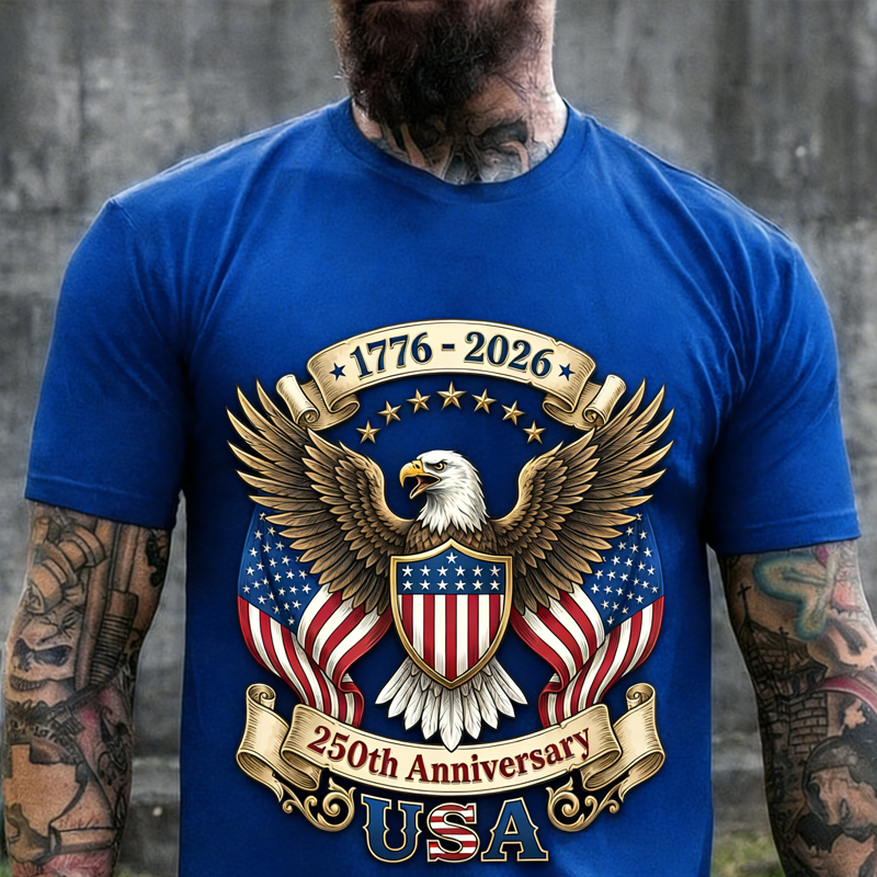 US 250th Anniversary Printed Casual Crew Neck Short Sleeve T-shirt