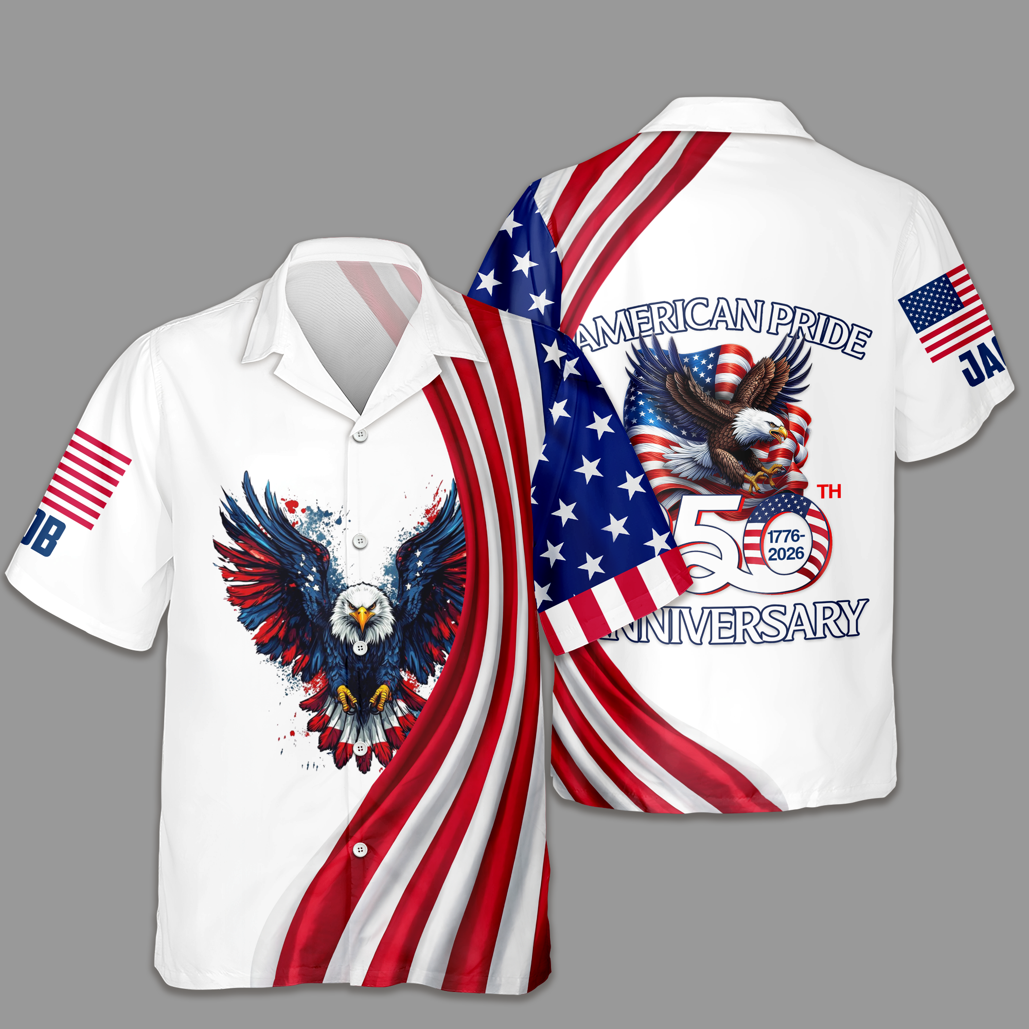 Custom Name American Pride Patriotic 250th Anniversary Eagle Hawaii Shirt HO82 901170