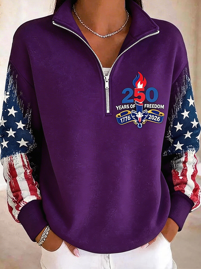 Women's Casual America Flag Print Sweatshirt