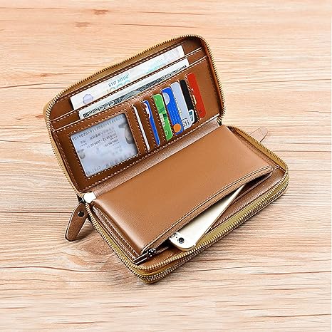 ❤Business casual genuine leather anti-theft wallet with double zippers.