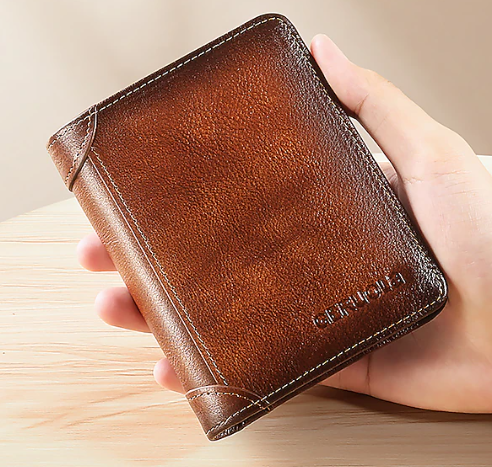 ❤Men's Large Capacity RFID Blocking Cowhide Leather Wallet