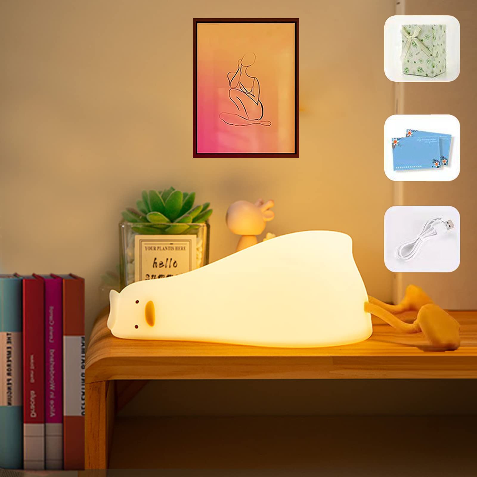 Cute “Lie-Down Duck” Night Light – Fun Silicone Tap Lamp🦢