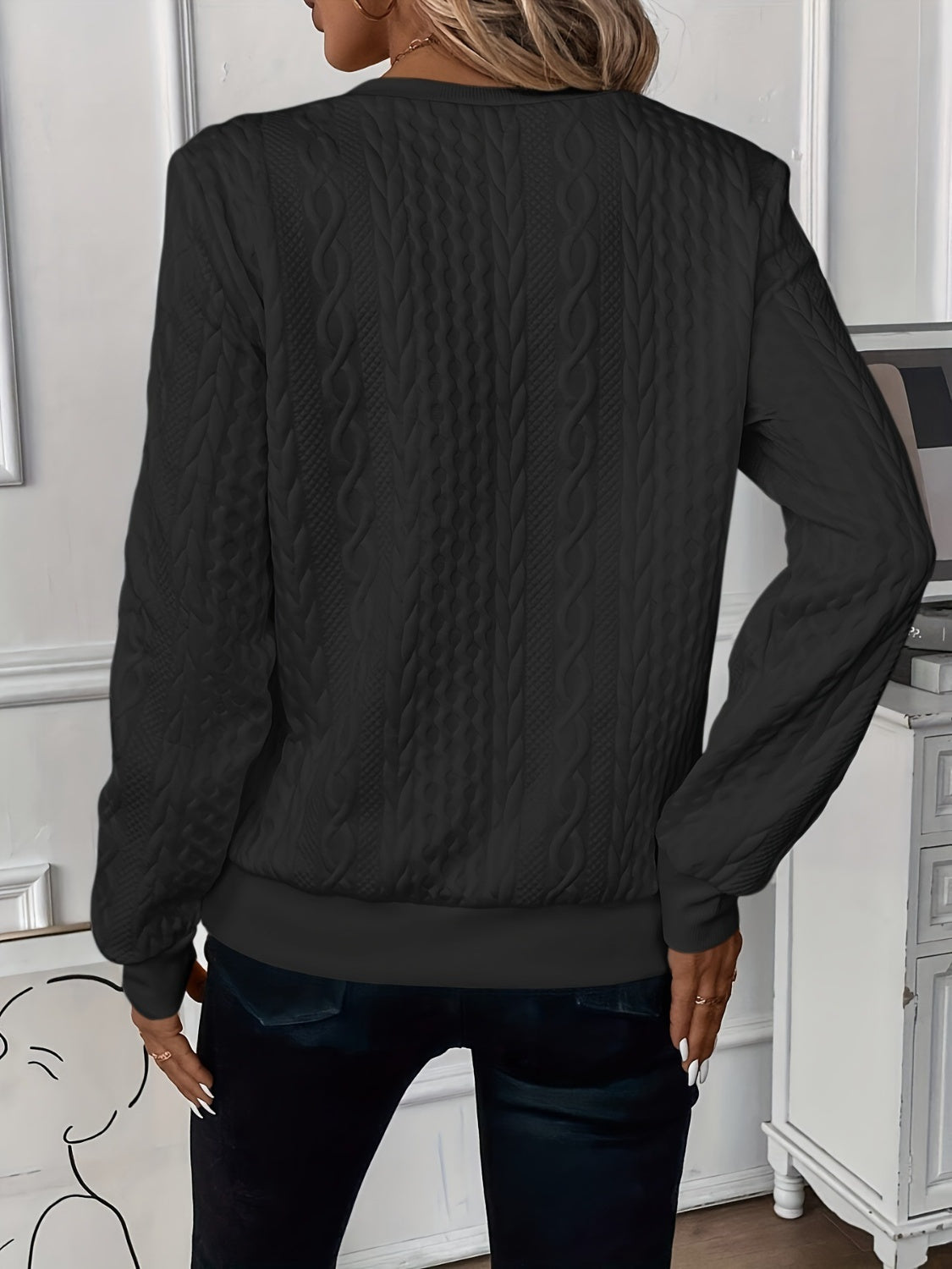 ⏰Black Friday Deals 70% OFF：Texture Half Zip Long Sleeve Sweatshirt