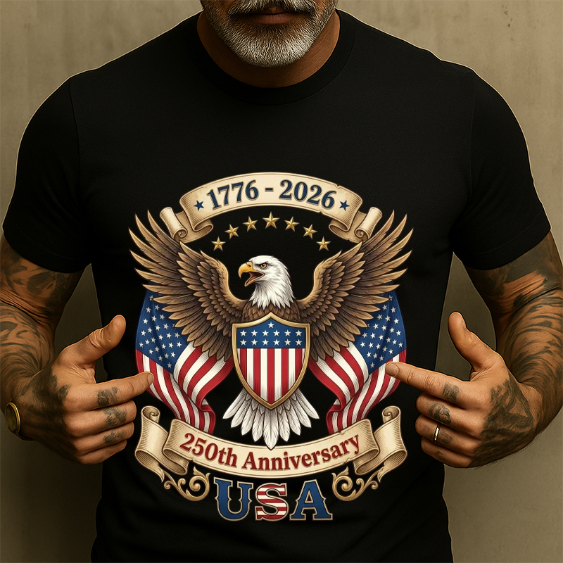 US 250th Anniversary Printed Casual Crew Neck Short Sleeve T-shirt