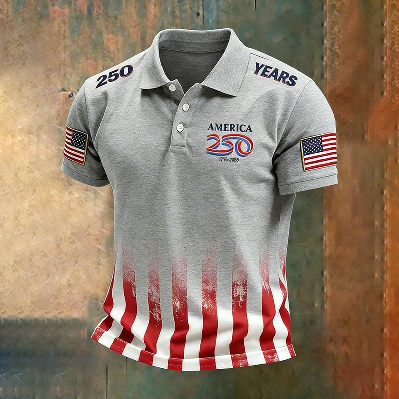 🔥US 250th Anniversary Print Men's Polo Shirt