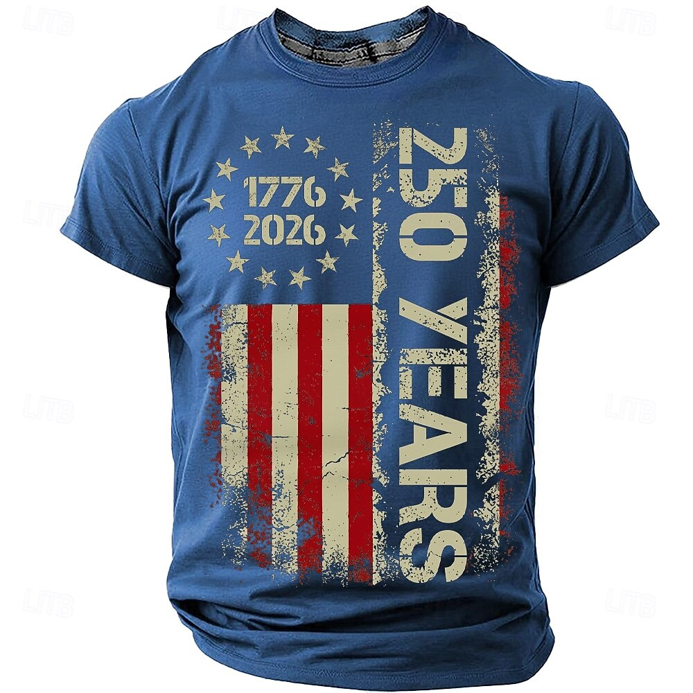 USA Flag Vintage 250 Years Anniversary T-Shirt, 1776�C2026 USA Patriotic Tee, Independence Day Shirt