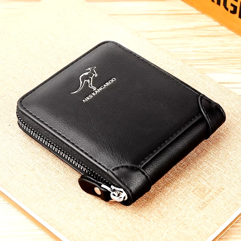 ❤Men's anti-theft business casual leather zipper wallet