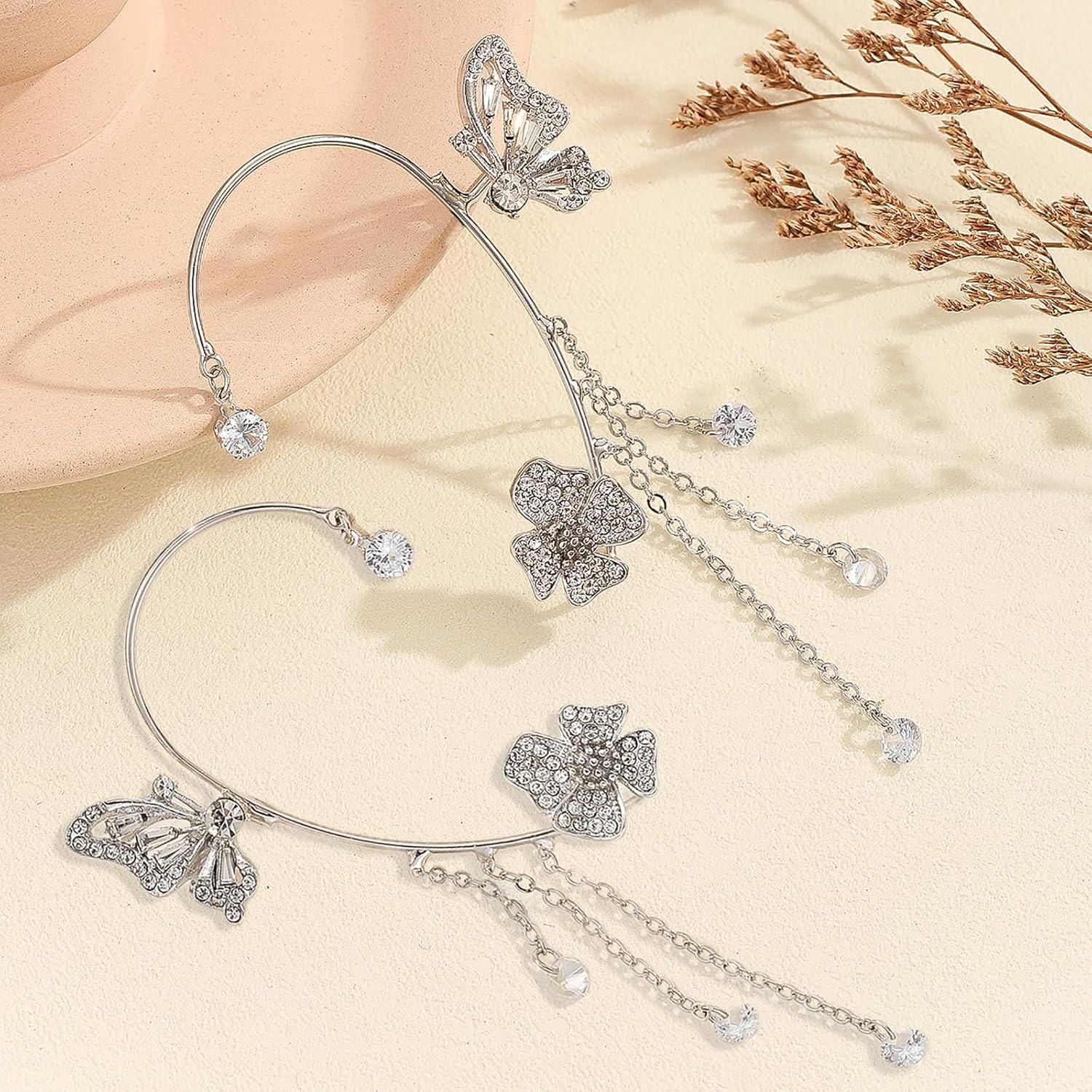 ✨🦋Обеците с цирконии и реснички във форма на пеперуди