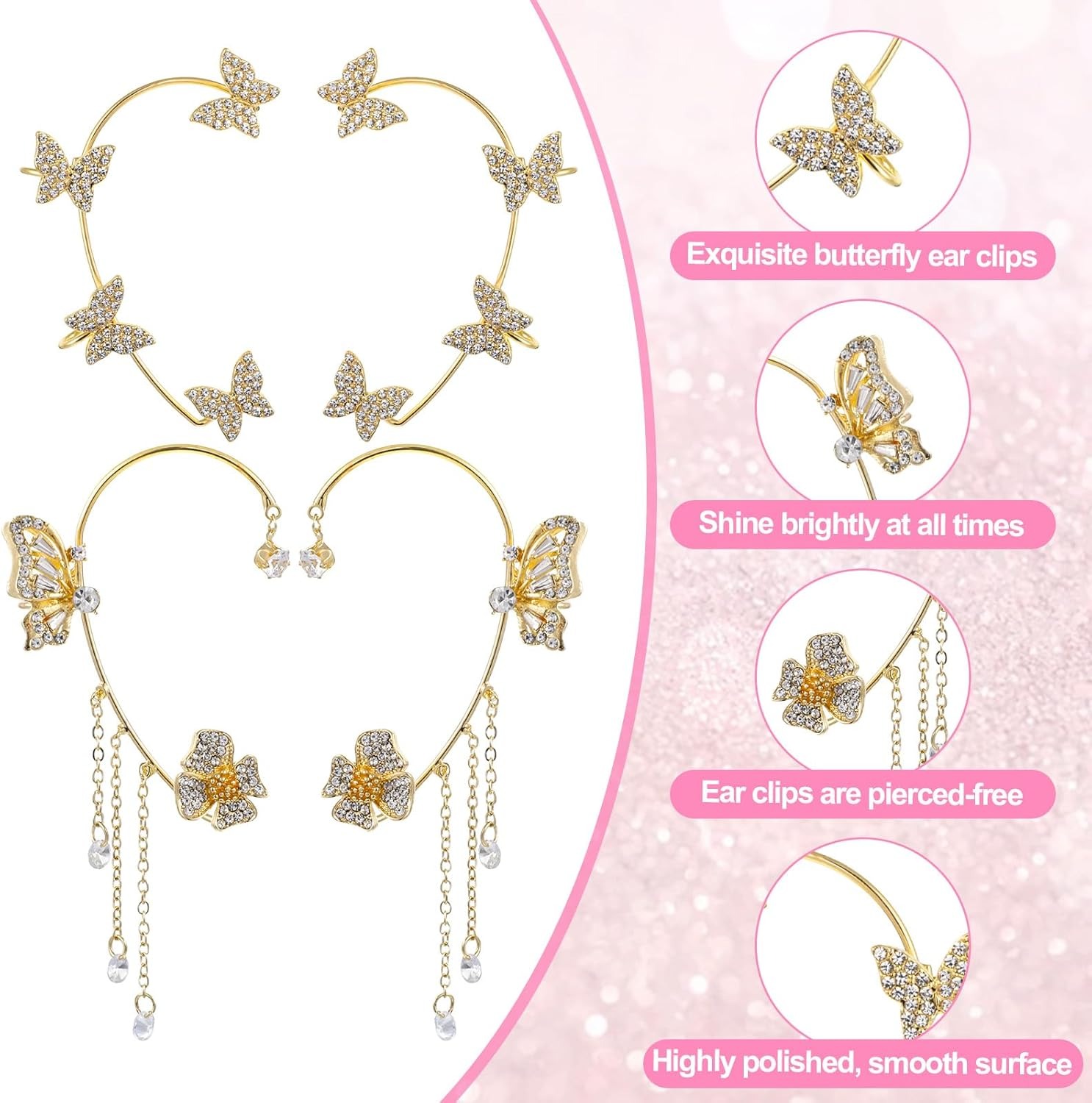 ✨🦋Обеците с цирконии и реснички във форма на пеперуди