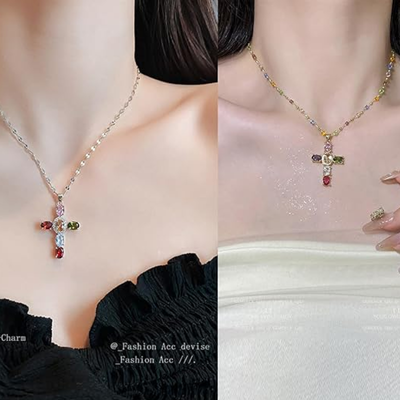 Цветни колиета с кристален кръст