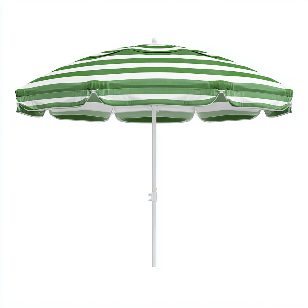 Parasol de jardin - aluminium et polyester - 200x200x220 cm - rayé vert et blanc - pour terrasse et jardin - design estival-Interiorsta