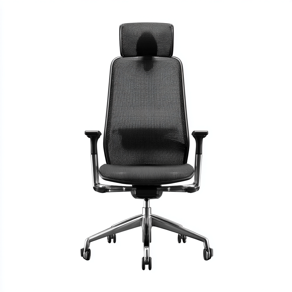 Chaise de bureau en maille 65x65x120 cm - noir - chrome - design ergonomique adaptée au bureau-Interiorsta