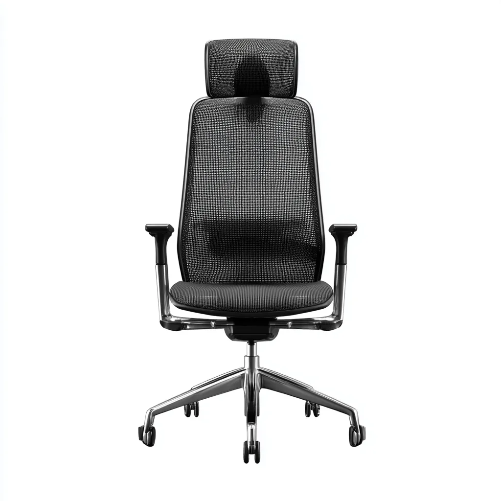 Chaise de bureau en maille 65x65x120 cm - noir - chrome - design ergonomique adaptée au bureau-Interiorsta