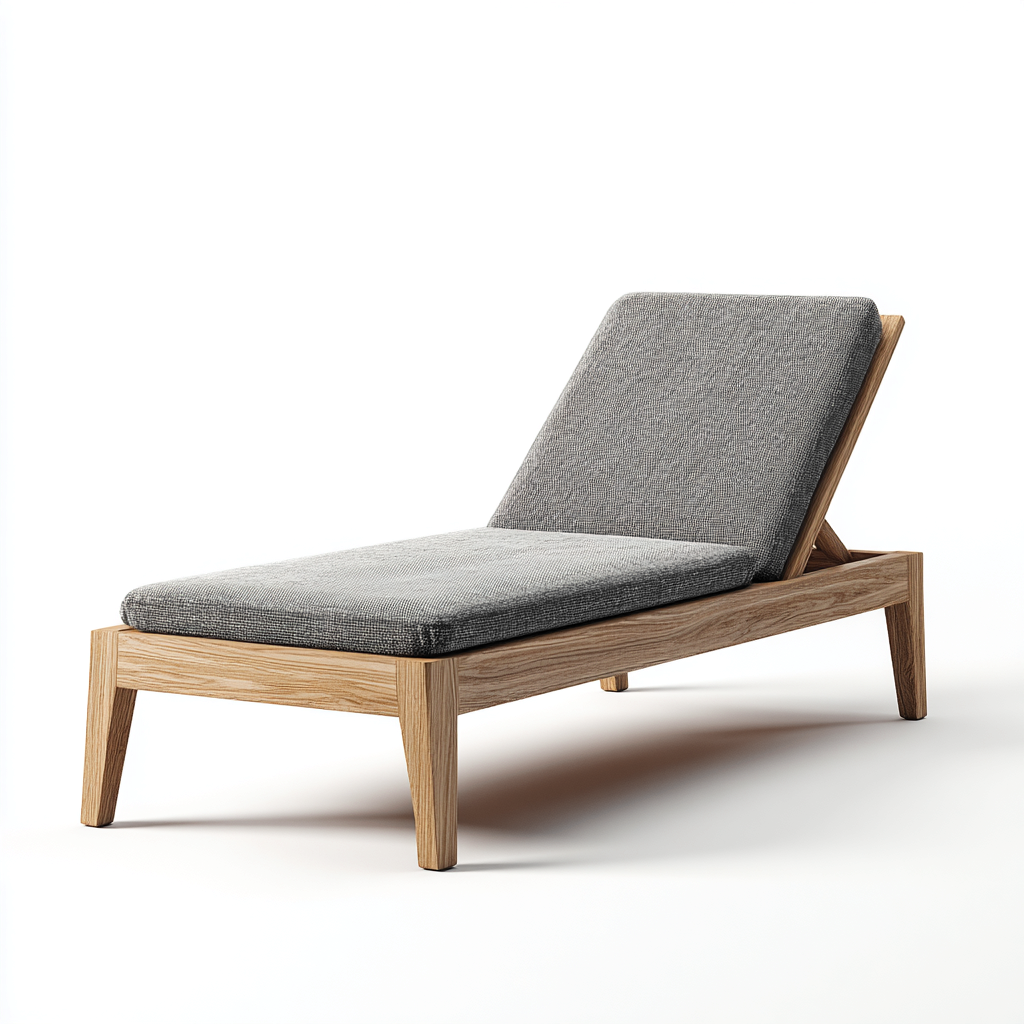 Chaise longue en bois avec coussin en tissu 195x70x85 cm - gris - design moderne pour extérieur et intérieur-Interiorsta