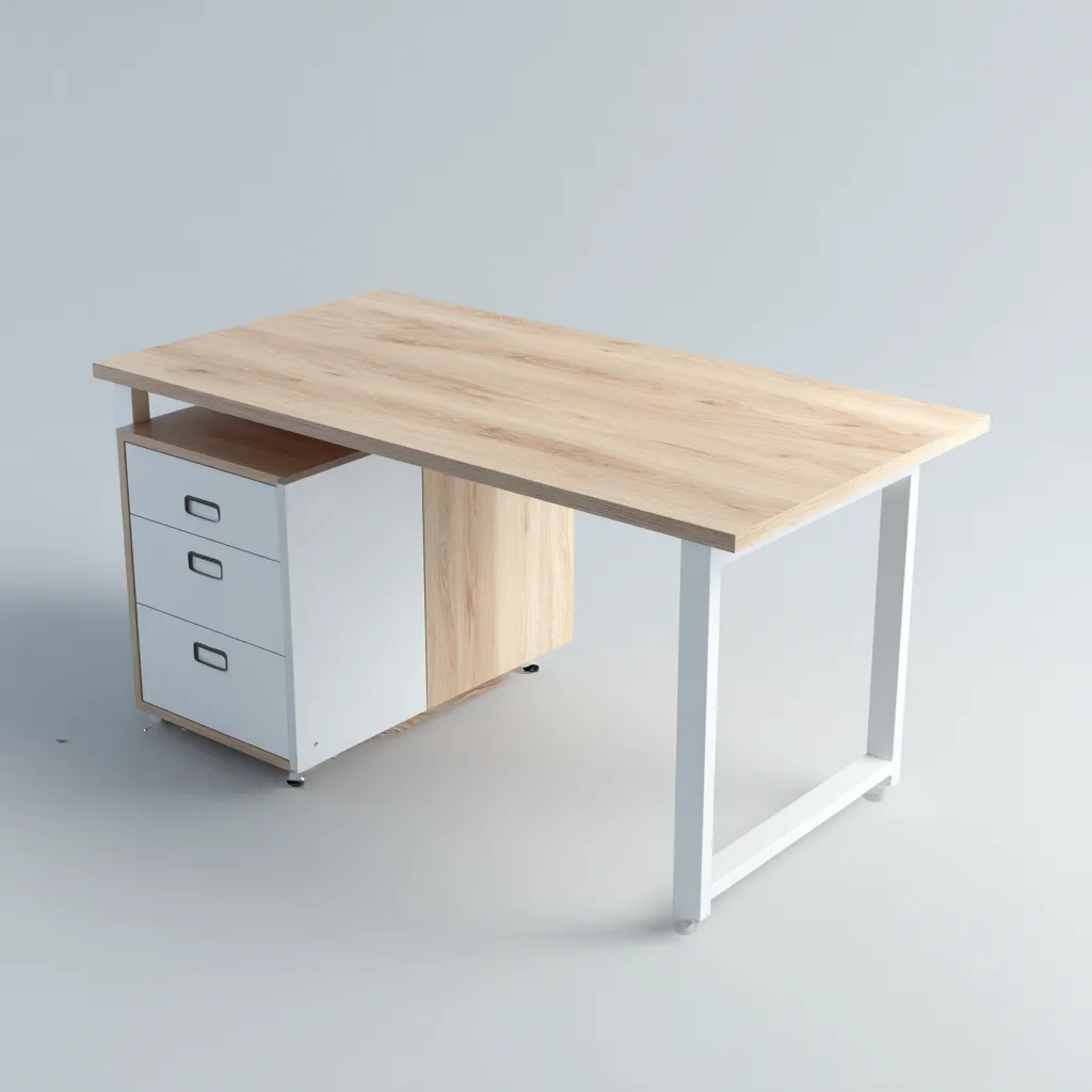 Bureau en bois 140x70x75 cm - bois clair - blanc - design moderne adapté au bureau-Interiorsta