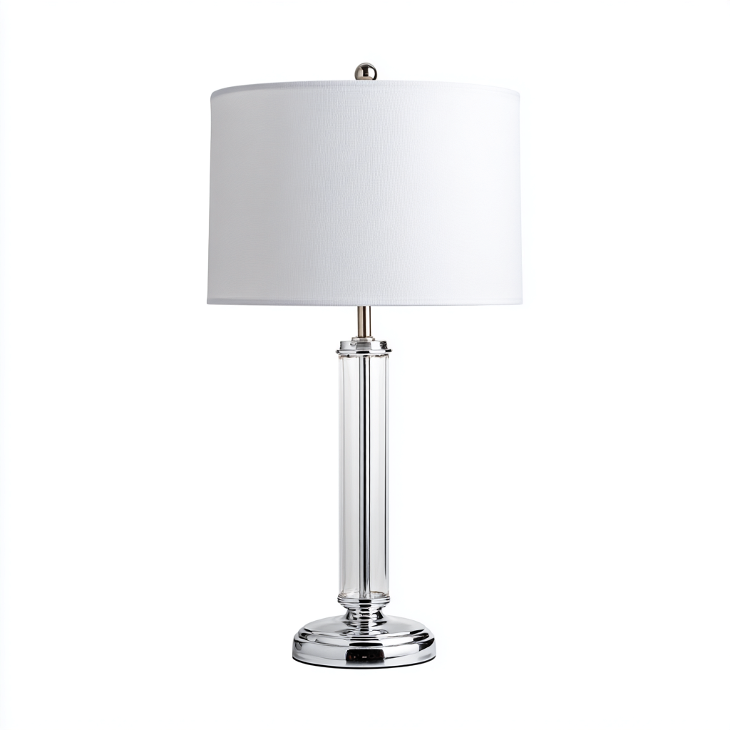 Lampe de table métal 32x32x58 cm - argent-blanc - style moderne-Interiorsta