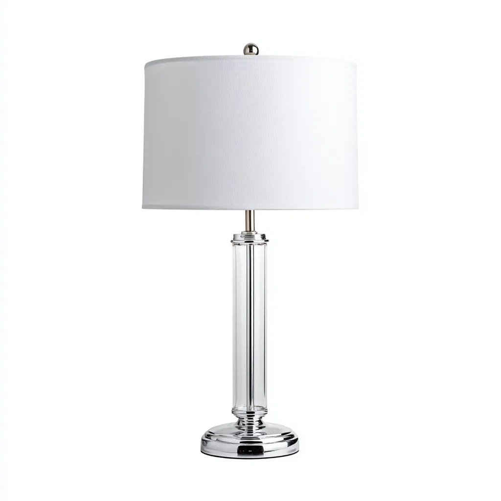 Lampe de table métal 32x32x58 cm - argent-blanc - style moderne-Interiorsta
