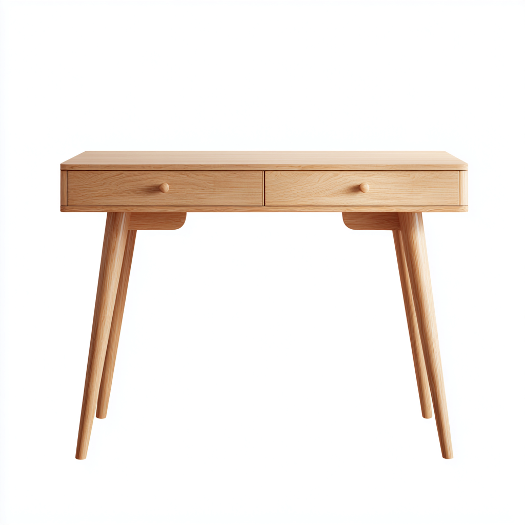 Bureau en bois 130x60x75 cm - beige - pour bureau - style scandinave-Interiorsta