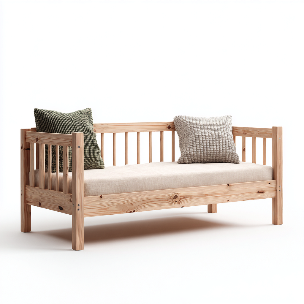 Canapé-lit bois massif 195x75x70 cm - bois naturel - design simple-Interiorsta