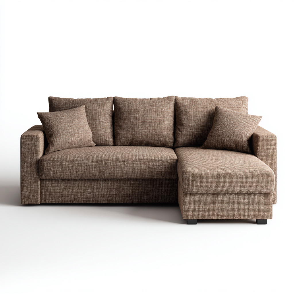 Canapé d'angle - tissu - 235x150x88 cm - marron - style contemporain-Interiorsta