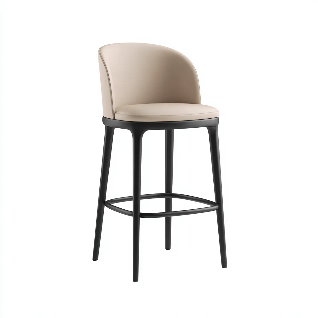 Tabouret de bar - métal - similicuir - 48x48x100 cm - beige - noir - design moderne pour salle à manger-Interiorsta