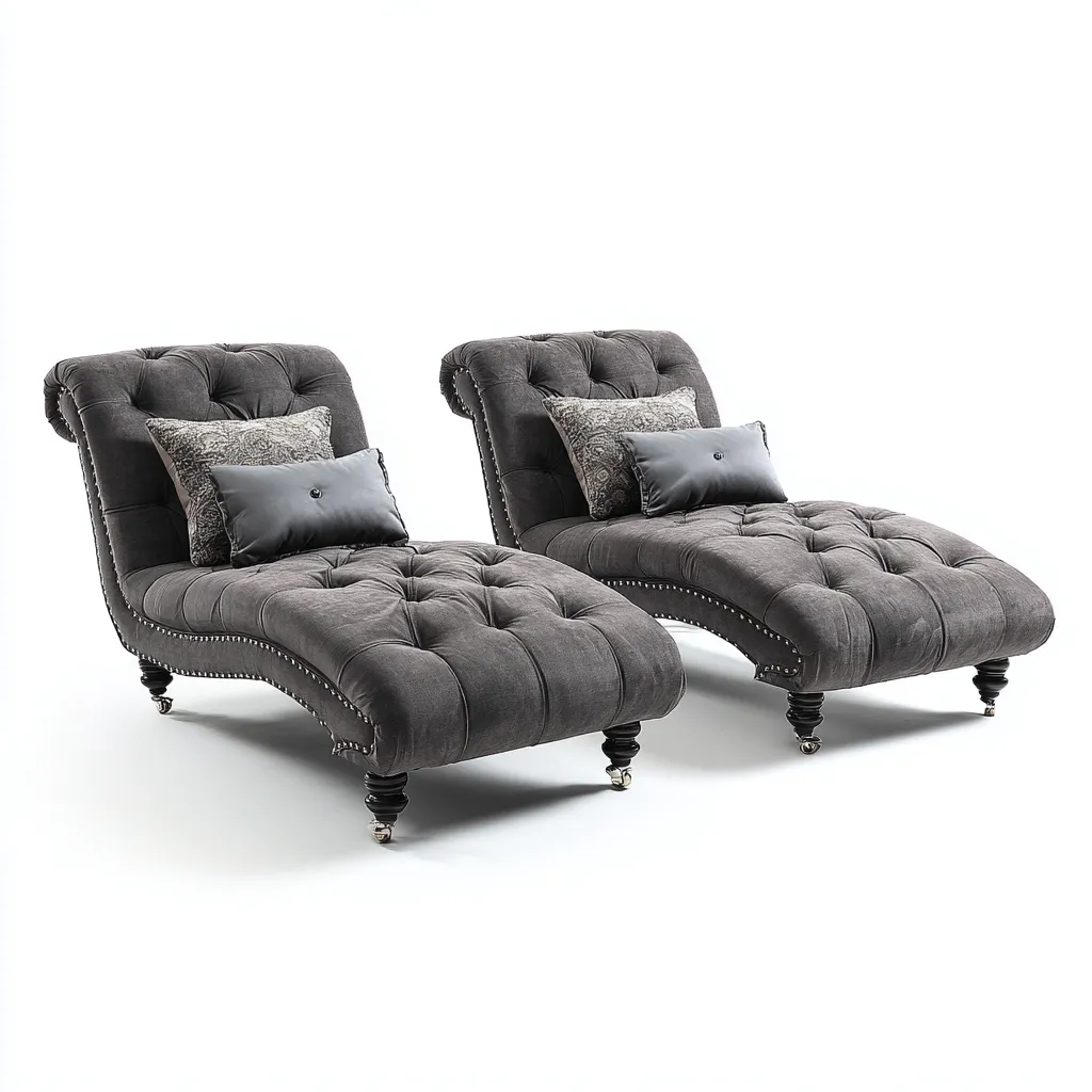 Chaise longue tissu 160x70x88 cm - gris foncé - style capitonné-Interiorsta