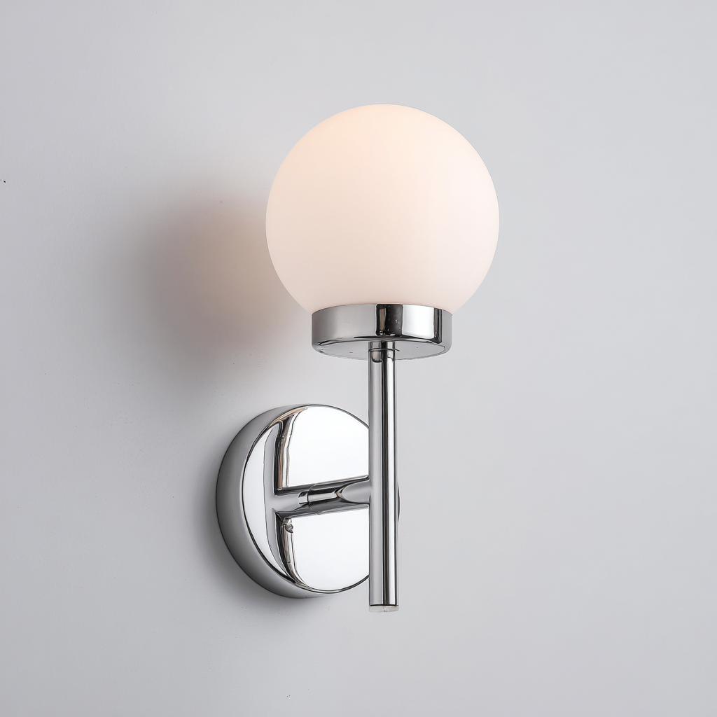 Applique murale métal et verre 16x12x25 cm - chrome-verre blanc - style moderne-Interiorsta