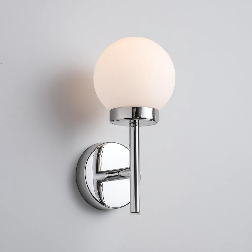 Applique murale métal et verre 16x12x25 cm - chrome-verre blanc - style moderne-Interiorsta