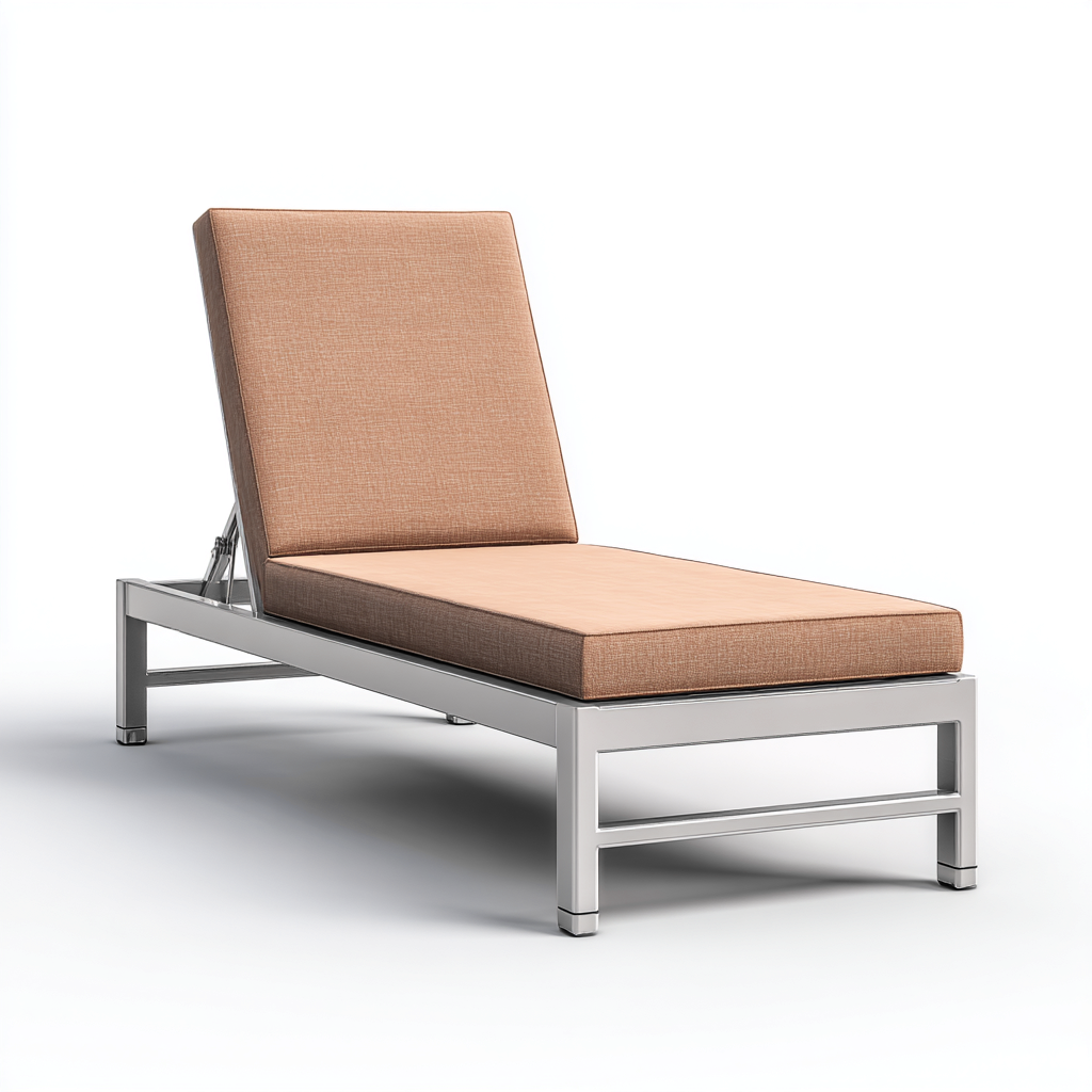 Chaise longue en aluminium 200x70x35 cm - argent - coussin beige - style moderne - usage extérieur-Interiorsta